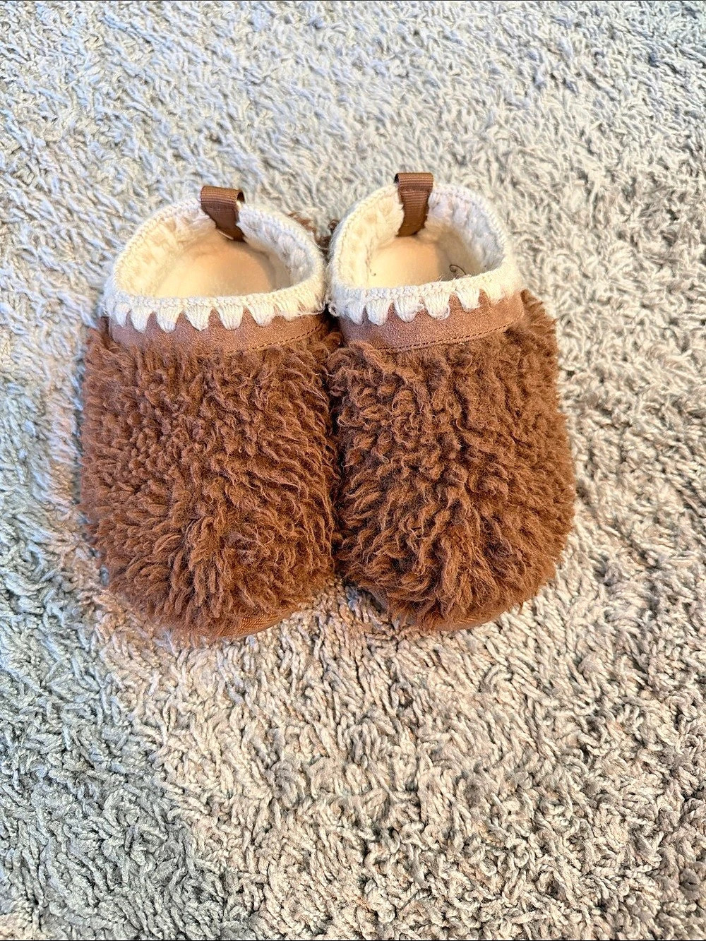 Kids' Plushy Slipper Fuzzy Slippers Brown & White US 10